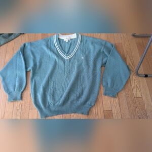 Teal Arnold Palmer V-Neck Sweater with White Trim